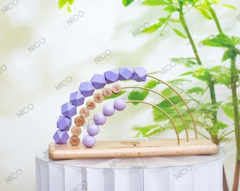 Rainbow Abacus-Personalized Abacus-Name Abacus -Wooden Name Abacus-Engraving Blessing-Sensory Activity-Unique Birthday Gift