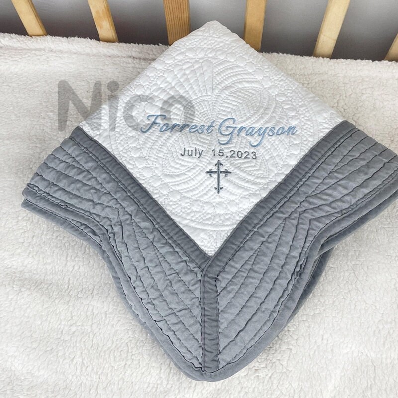 Personalized Baptism Blanket - Baptism Gift - Christening Gift - Baptized in Christ - Baptism Blanket - Gift from Godmother-Gift with Cross