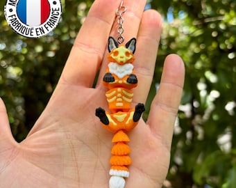 Flexi bone fox keychain | Glow in the dark keychain | Halloween gift idea