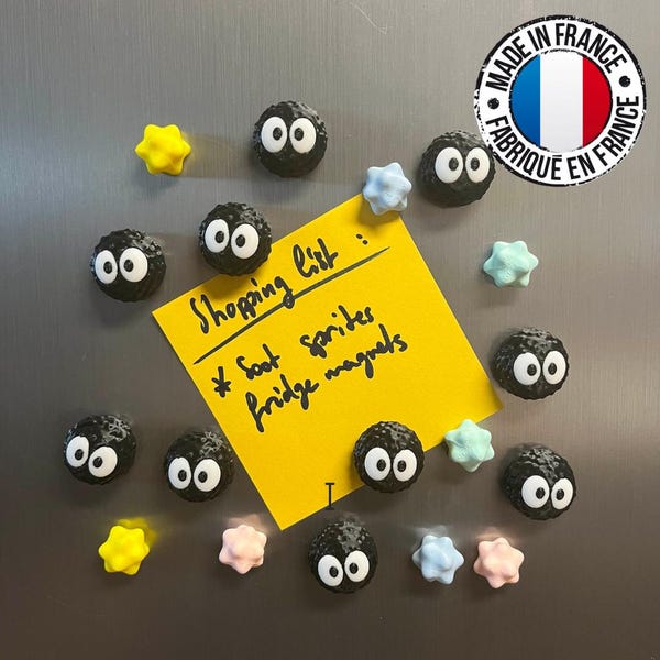 Imanes para nevera Susuwatari | 15 imanes negros | Idea de regalo