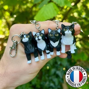 Flexi tuxedo cat keychains | Unique gift idea