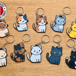 Porte-clés chats | Collection de 10 chats | Idée cadeau chat