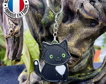 Porte-clés chat noir et blanc | Collection chats mignons | Différents modèles | Idée cadeau | Impression 3D