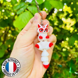 Flexi kitsune keychain | Animal keychain | Unique gift idea