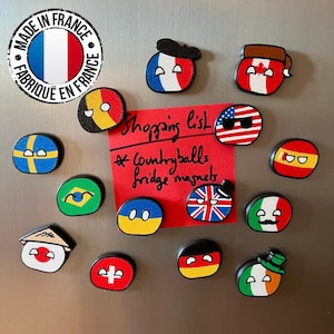 Aimants de réfrigérateur Countryballs | 8 aimants des drapeaux des pays du monde | Idée cadeau