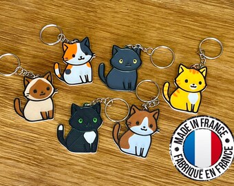 Pack de 6 porte-clés chat | Lot de 5+1 gratuit | Collection chats mignons | Idée cadeau | Impression 3D