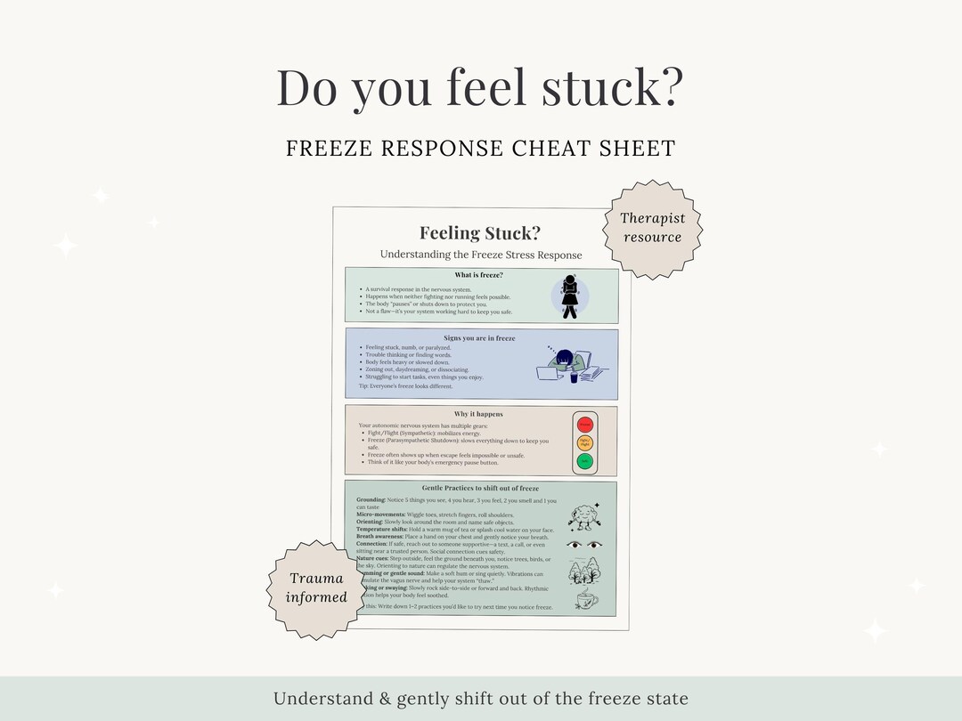 Freeze Response Cheat Sheet PDF, Nervous System Regulation, Trauma ...