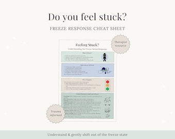 Freeze Response Cheat Sheet PDF, Nervous System Regulation, Trauma Freeze Guide, Polyvagal Worksheet, Somatic Therapy Tool, Feeling Stuck