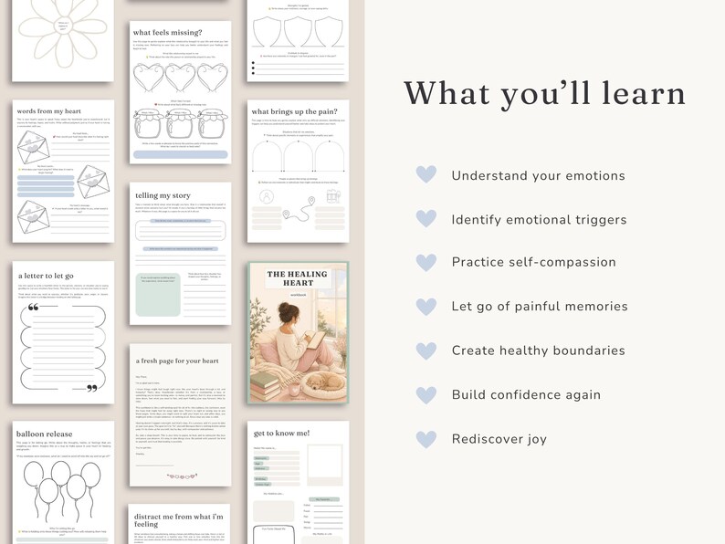 The Healing Heart Workbook | Breakup Journal PDF | Guided Healing Journal | Self Love Workbook | Relationship Recovery | Digital Download image 4