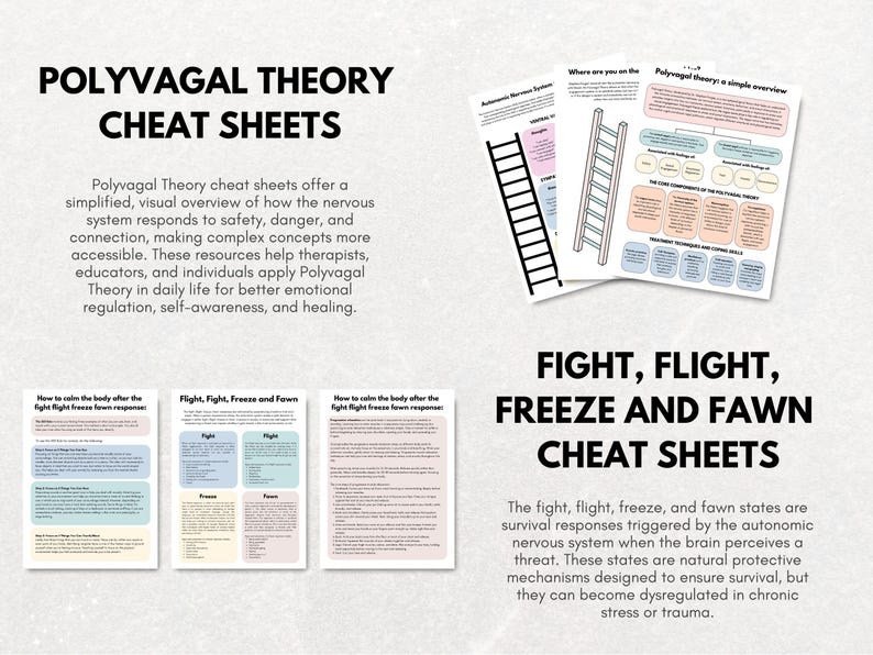 Nervous System Regulation Worksheets: Polyvagal Theory, Somatic Therapy ...