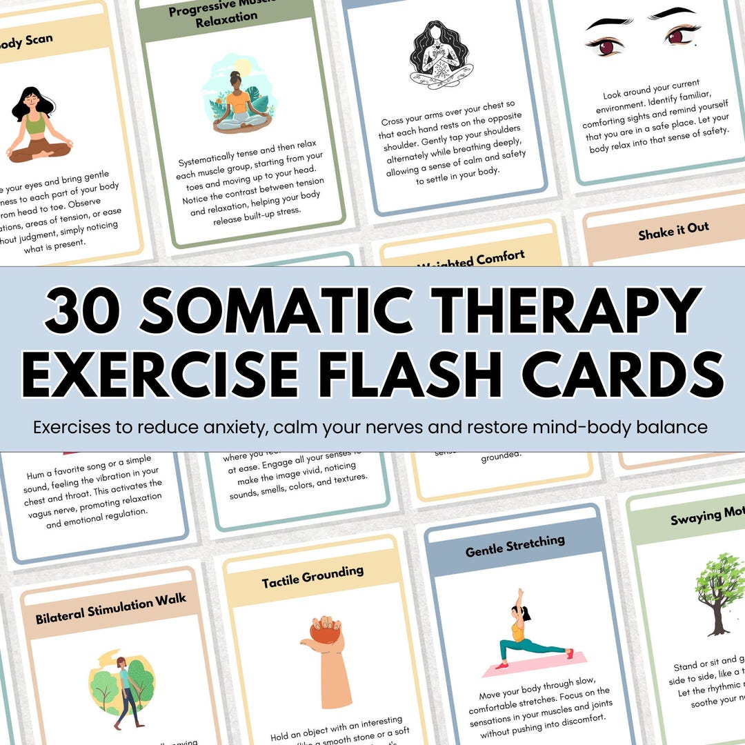 40 Somatic Therapy Cards - Mindfulness & Stress Relief Exercises For Emotional Healing & Body Awareness | Self-Care Gift