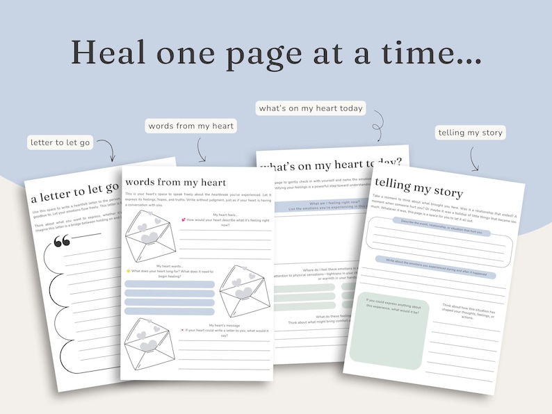 The Healing Heart Workbook | Breakup Journal PDF | Guided Healing Journal | Self Love Workbook | Relationship Recovery | Digital Download image 5