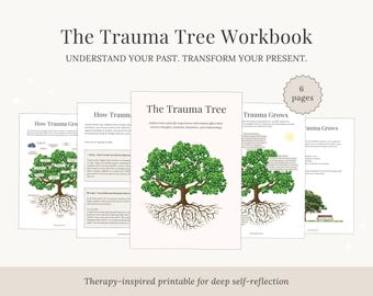 Scheda di lavoro sull'albero del trauma in PDF / Quaderno di terapia / Strumento di guarigione del bambino interiore / Attività di elaborazione del trauma / Materiale stampabile per la salute mentale / 6 pagine