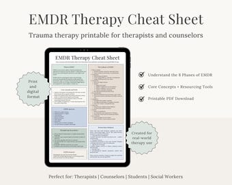 EMDR Therapy Cheat Sheet | Eye Movement Desensitization & Reprocessing PDF | Trauma Therapy Printable | Therapist Office Poster | Counseling