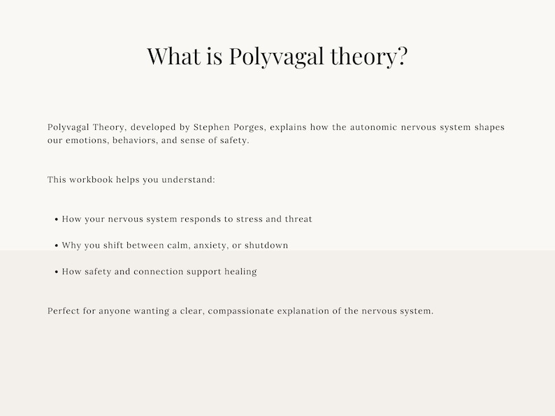 Polyvagal Theory Workbook | Nervous System Regulation Guide | Trauma ...