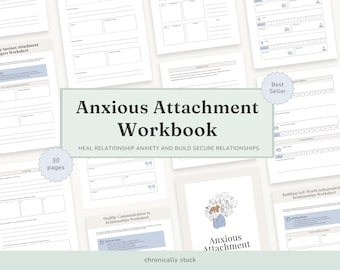 Anxious Attachment Workbook PDF | Attachment Style Healing Worksheets | Relationship Anxiety Help | Self Worth & Communication Therapy