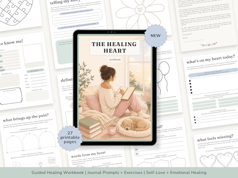 The Healing Heart Workbook | Breakup Journal PDF | Guided Healing Journal | Self Love Workbook | Relationship Recovery | Digital Download image 1