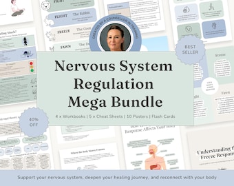 Nervous System Regulation Mega Bundle, Polyvagal Theory Workbook, Window Tolerance Guides, Therapy Posters, Flashcards Download