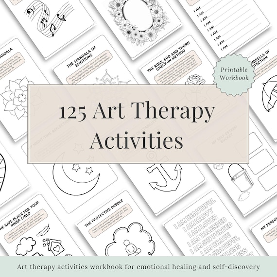 Art Therapy Activities Printable Workbook | 125 Therapeutic Coloring and Reflection Pages | Self-Esteem, Emotions & Mindfulness Worksheets