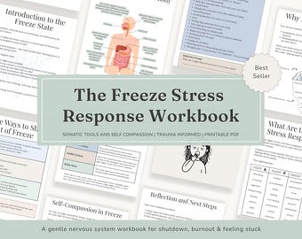Quaderno di esercizi sulla risposta al congelamento / PDF sulla regolazione del sistema nervoso / Guida al congelamento funzionale / Foglio di lavoro su traumi e polivagali / Autocompassione