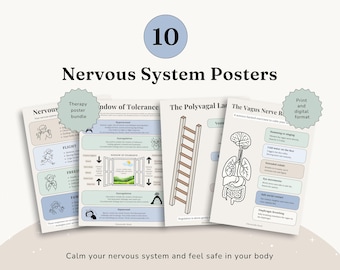 Nervous System Regulation Bundle Printable | Polyvagal Theory Poster Pack | Window of Tolerance | Vagus Nerve Reset | Therapy Worksheets