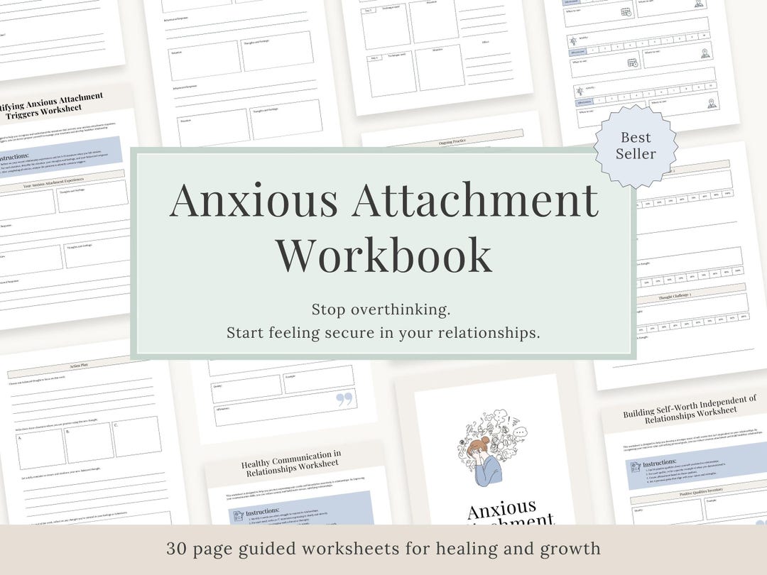 Anxious Attachment Workbook PDF | Attachment Style Healing Worksheets ...
