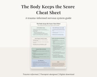 The Body Keeps the Score Cheat Sheet | Trauma-Informed Nervous System Guide | Somatic & Body-Based Healing | Therapist Resource