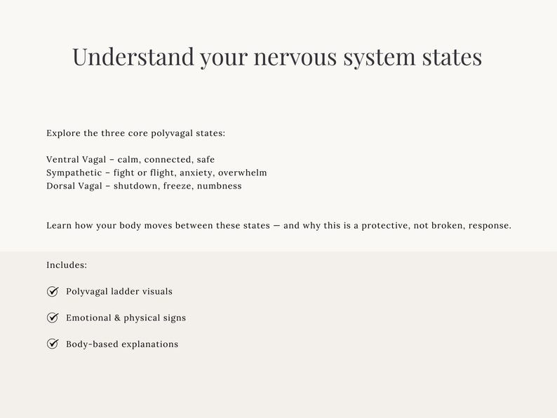 Polyvagal Theory Workbook | Nervous System Regulation Guide | Trauma ...