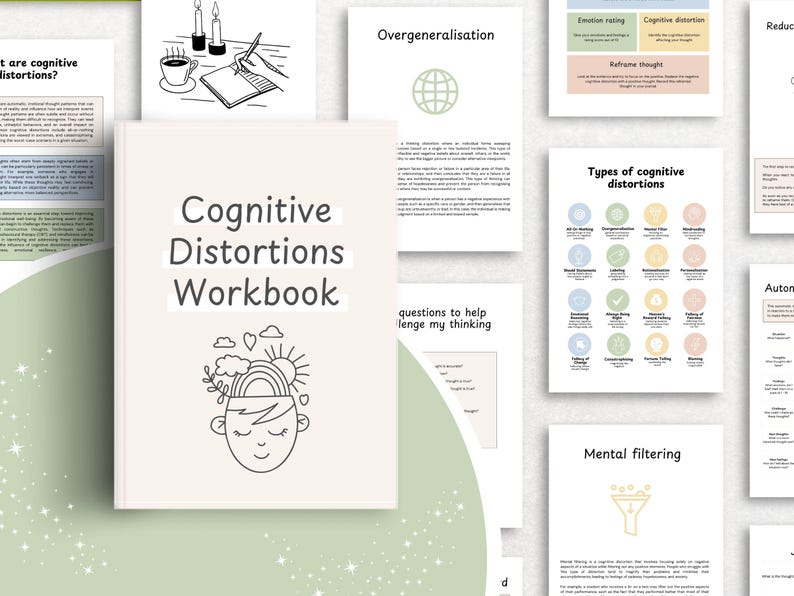 Cognitive Distortions Bundle: Workbook, Flashcards, Cheat Sheet ...