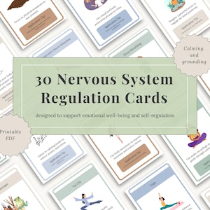 Nervous System Regulation Cards Printable PDF | Coping Skills Cards | Therapy Grounding Techniques | Calming Strategies | Mental Health