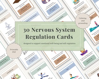Nervous System Regulation Cards Printable PDF | Coping Skills Cards | Therapy Grounding Techniques | Calming Strategies | Mental Health
