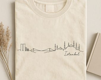 Minimal Istanbul Skyline Shirt, Turkey City Outline Tee, Travel Souvenir Shirt, Modern Line Art Graphic Gift