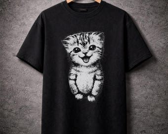Sad Cat Meme Shirt Funny Standing Kitten T-Shirt Cute Cat Lover Gift Unisex Meme Cat Tee Aesthetic Funny Cat Shirt
