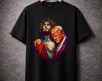 Trump Jesus Humor T-Shirt, Patriotic Leader Healing Tee, USA Flag Soldiers Apparel, Funny American Meme Shirt,