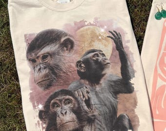 I Had Potential Vintage Monkey Moon Graphic T-Shirt, Y2K Streetwear Tee, Retro Monkeys Wildlife, Nostalgia Gear