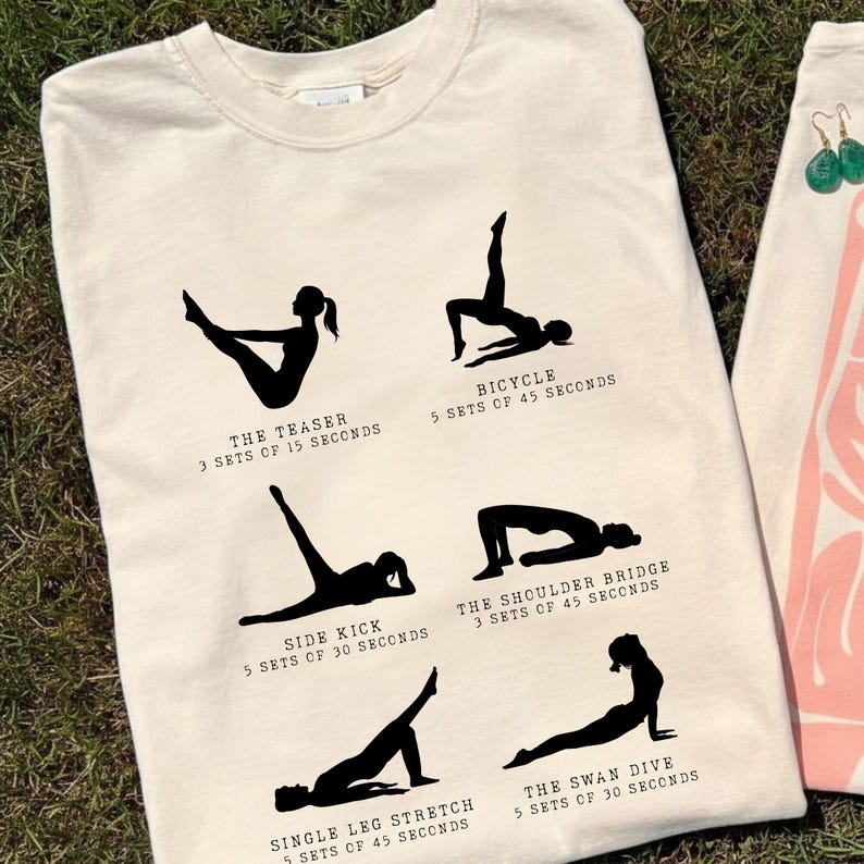Pilates Shirts Women, Pilates Lover Shirt, I Survived Pilates, Reformer Pilates, Yoga Gift Tee, Pilates Pose Sequence Tee image 2