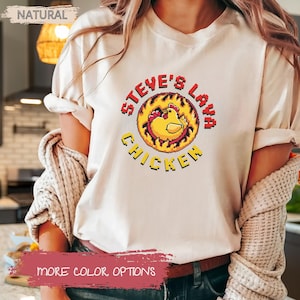 Steve&#39;s Lava Chicken Kids Gaming T-shirt, Unisex Heavy Cotton Shirt for Foodies, Perfect Gift for Friends, Casual Wear, Lava Chicken