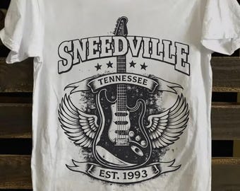 Vintage Sneedville Shirt, East Tennessee Country Music Tee, Number 16 Retro Guitar Graphic