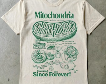 Mitochondria Is The Powerhouse Shirt, Funny Biology Tee, Vintage Science T-Shirt, Cell Diagram Graphic, Nerd Geek Gift for Biology Student