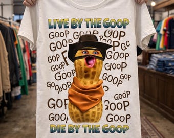 Burnt Peanut TShirt, Live By The Goop, Bungulator Mr. Peanut Tee, Video Game Fan Gift, Sci-Fi Unisex Apparel