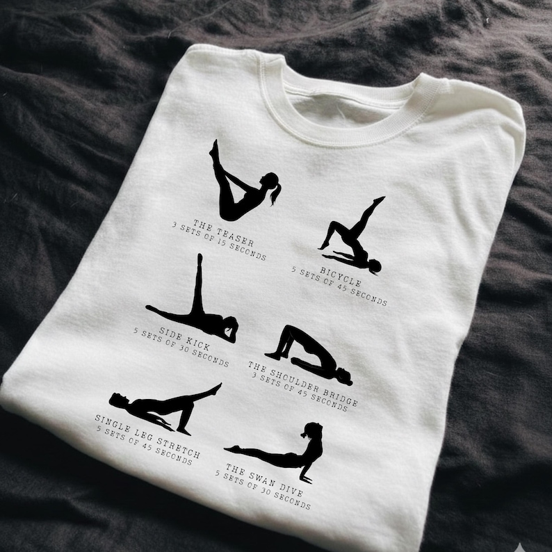 Pilates Shirts Women, Pilates Lover Shirt, I Survived Pilates, Reformer Pilates, Yoga Gift Tee, Pilates Pose Sequence Tee image 3
