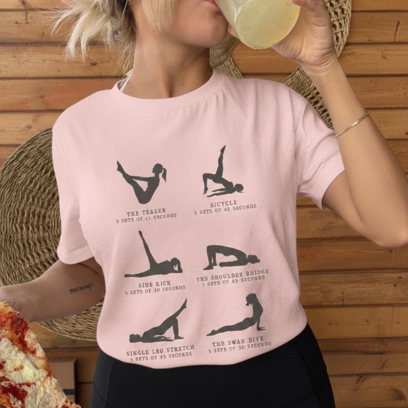 Pilates Shirts Women, Pilates Lover Shirt, I Survived Pilates, Reformer Pilates, Yoga Gift Tee, Pilates Pose Sequence Tee image 4