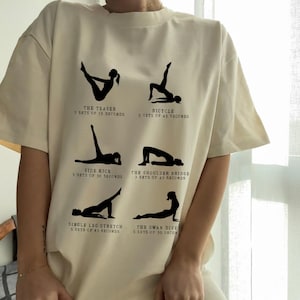 Pilates Shirts Women, Pilates Lover Shirt, I Survived Pilates, Reformer Pilates, Yoga Gift Tee, Pilates Pose Sequence Tee image 1