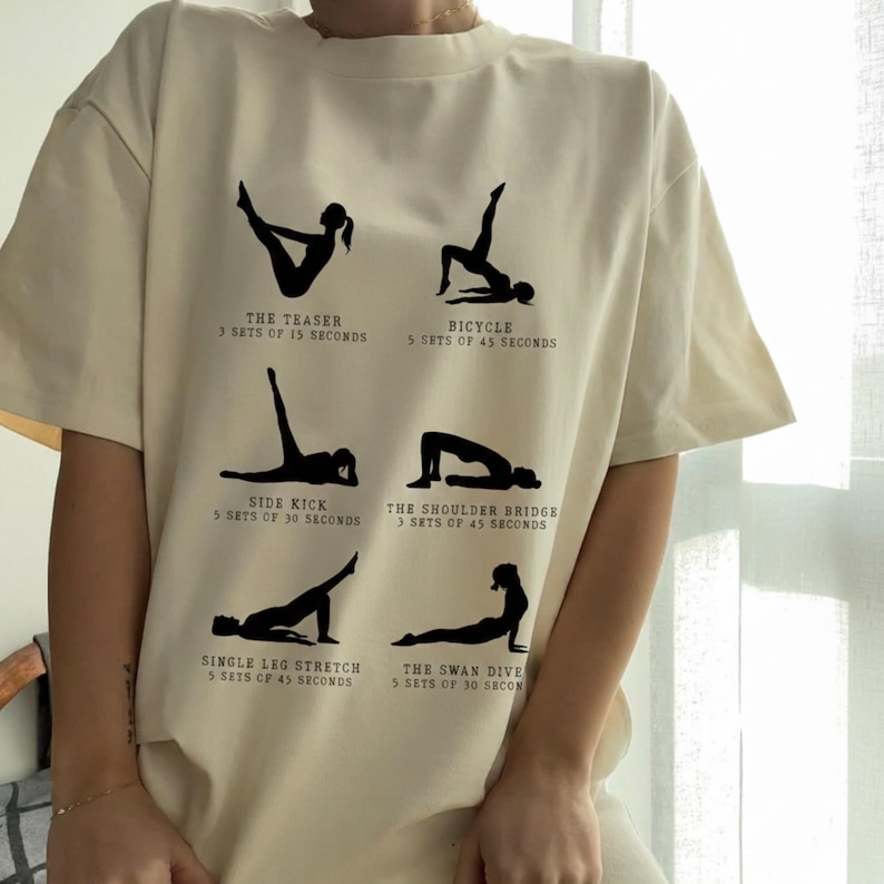 Pilates Shirts Women, Pilates Lover Shirt, I Survived Pilates, Reformer Pilates, Yoga Gift Tee, Pilates Pose Sequence Tee image 1