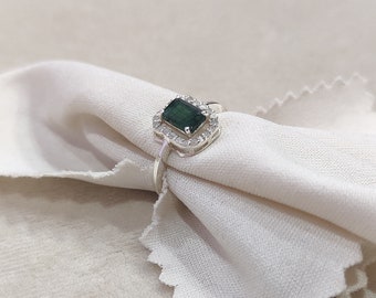 925 Sterling Silver Natural Green Emerald Gemstone Ring, Dainty Ring, Emerald Ring, Silver Ring, Wedding Ring, Gift For Her, Silver Jewelry