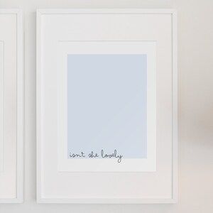 Isn&#39;t she lovely blue, minimalist nursery print, song lyric print, digital printable, nursery quote decor