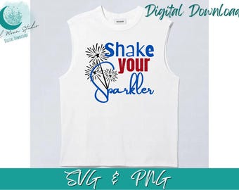 4 juillet Sparkler SVG PNG - Fichier de coupe secouez votre cierge magique pour t-shirts, décalcomanies, décoration et téléchargement immédiat