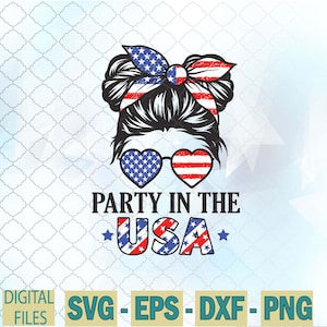 Fiesta de la bandera americana en EE.UU. 4 de julio Niños patrióticos Adolescente Chica Svg, Png, Descarga digital