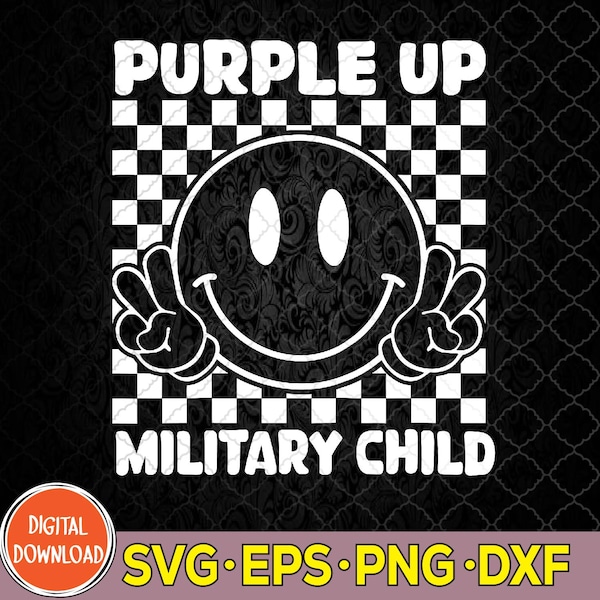 Purple Up For Military Kids Groovy Military Svg, Png, Digital Download