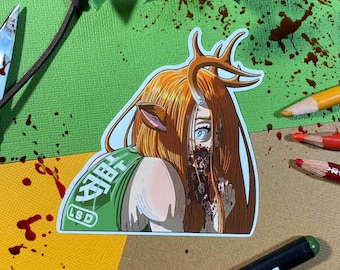 Fille cryptide wendigo | Sticker Anime Waifu | Autocollant Anime d'horreur des années 90 80 | Horreur | Kawaii